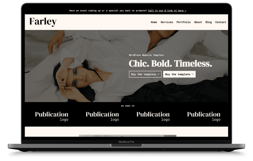 Wordpress divi website template for luxury creatives